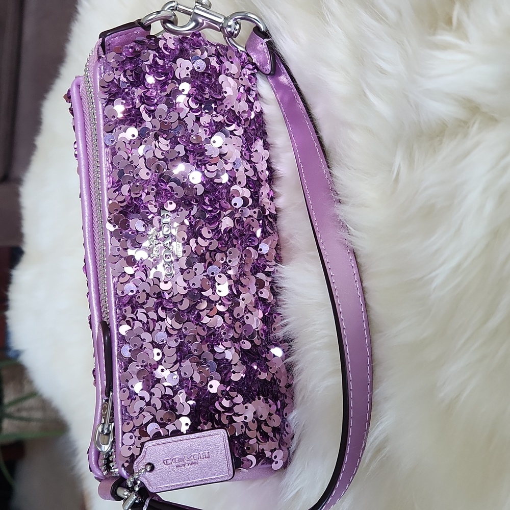 Gorgeous NWT Coach Lilac Sequin Nolita Barrel Bag 💜🎁 - Picture 2 of 16